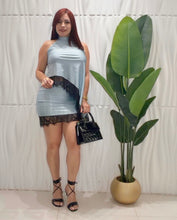 Cargar imagen en el visor de la galería, Sky Blue Asymmetric Top &amp; Skirt Lace Set
