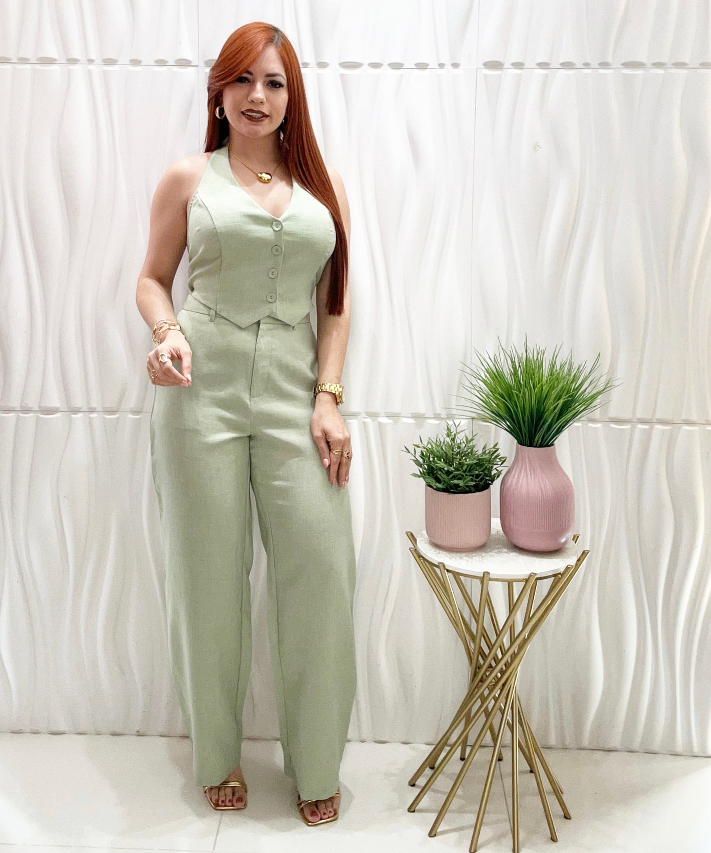 Menta Vest & Palazzo Set