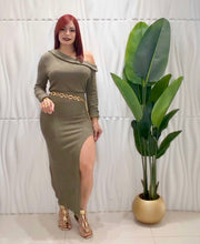 Cargar imagen en el visor de la galería, Olive Off Shoulder Skirt Set
