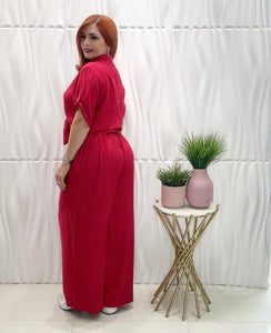Red Button Top & Pant Set