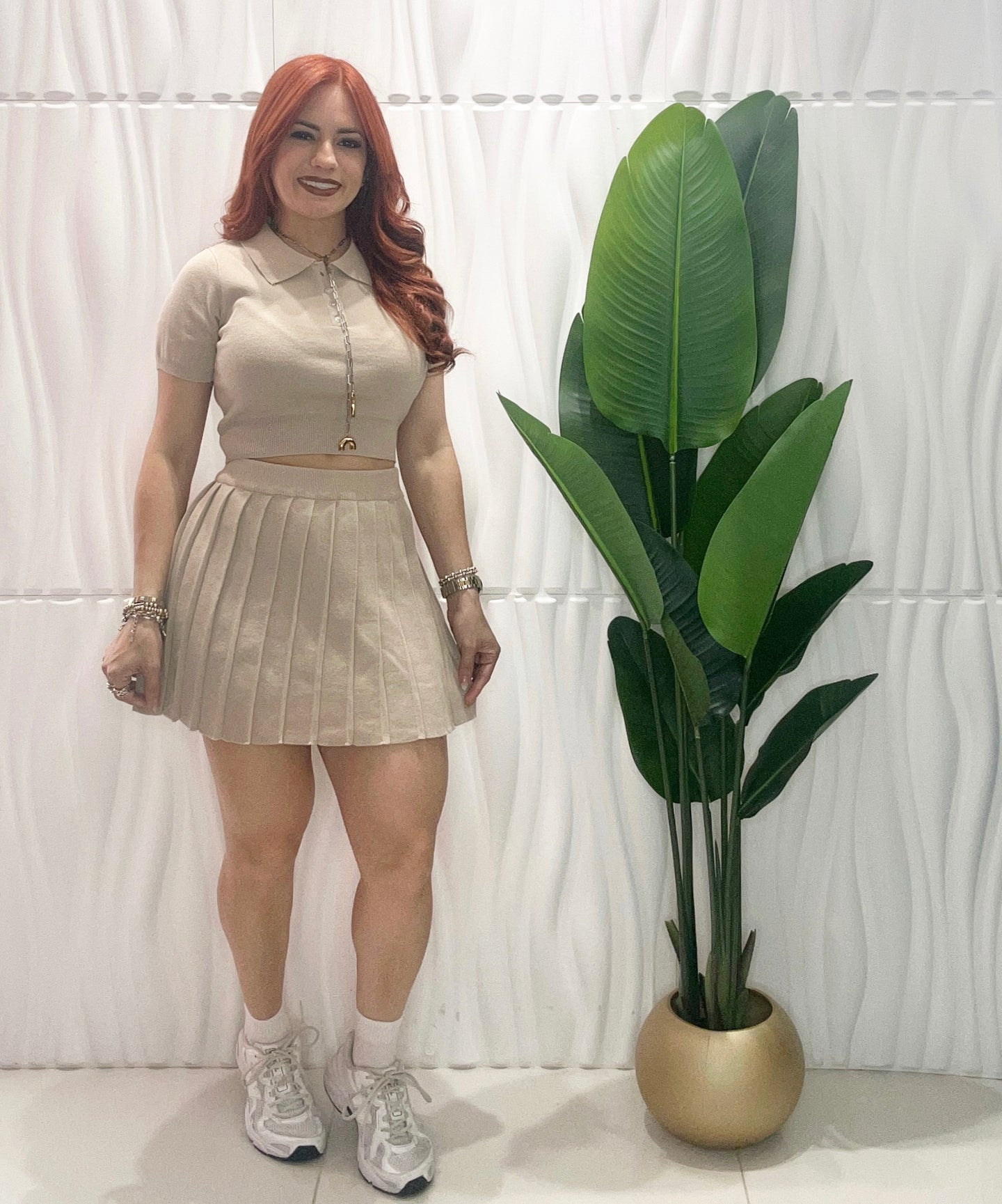 Sweater Nude Top & Skirt Set