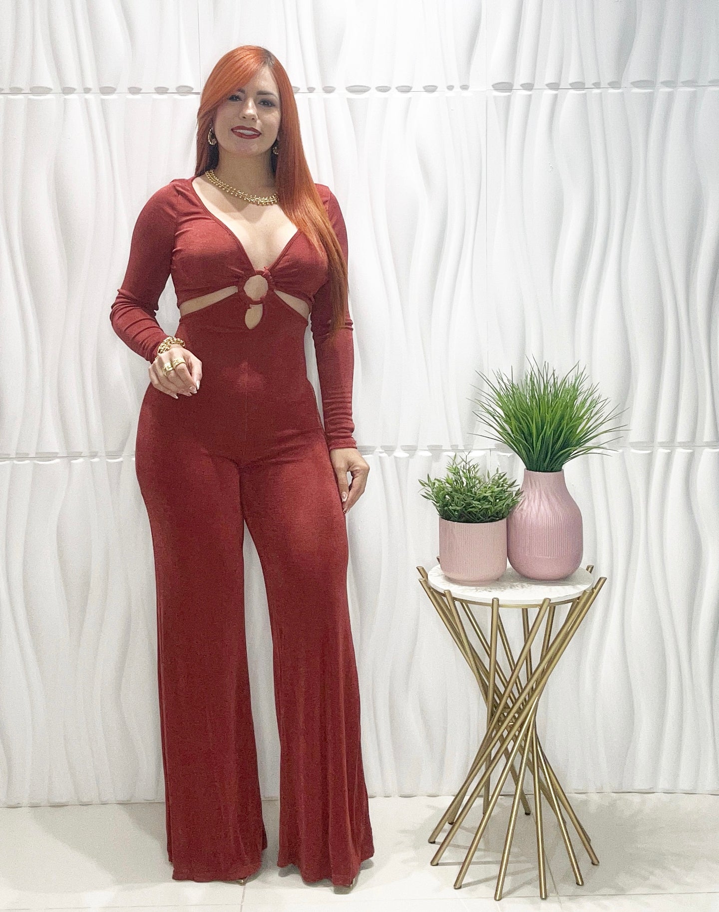 Caramel Cut Out Jump Suit
