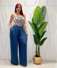 Cargar imagen en el visor de la galería, Beige Boho Top &amp; Teal Pant Set
