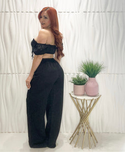 Black Off Shoulder Top & Palazzo Set