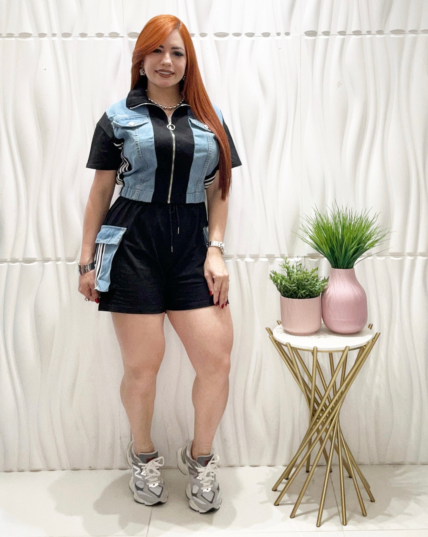 Denim & Black Casual Set