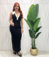 Cargar imagen en el visor de la galería, Halter Beige &amp; Black Dress
