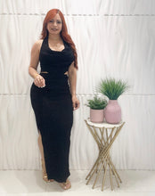 Cargar imagen en el visor de la galería, Black Halter Top &amp; Skirt Set

