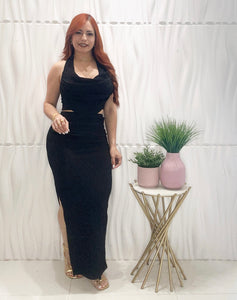 Black Halter Top & Skirt Set
