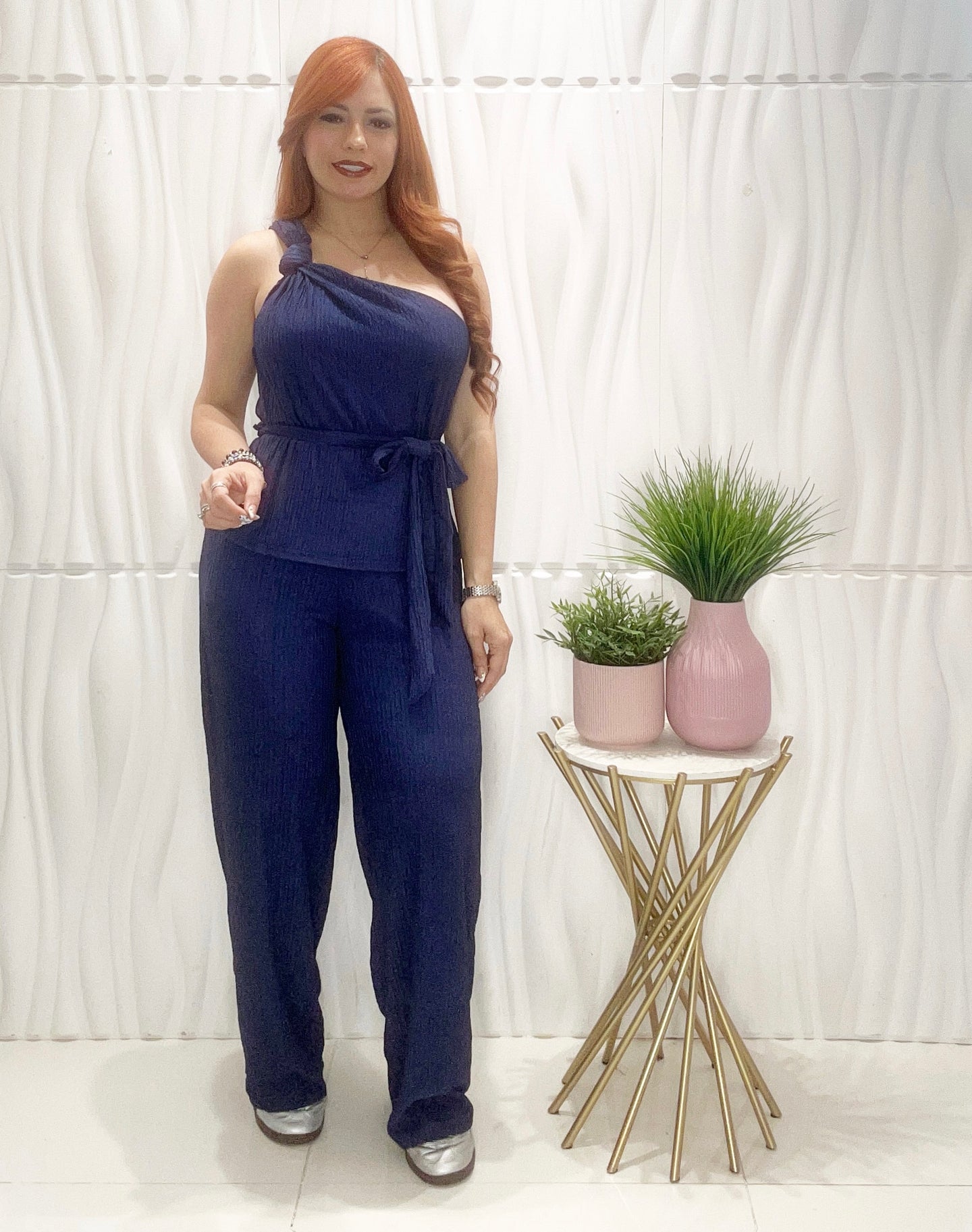 Navy Top & Palazzo Set