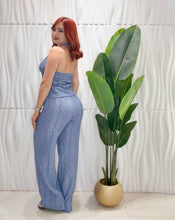 Cargar imagen en el visor de la galería, Denim Blue Halter Top &amp; Pant Set
