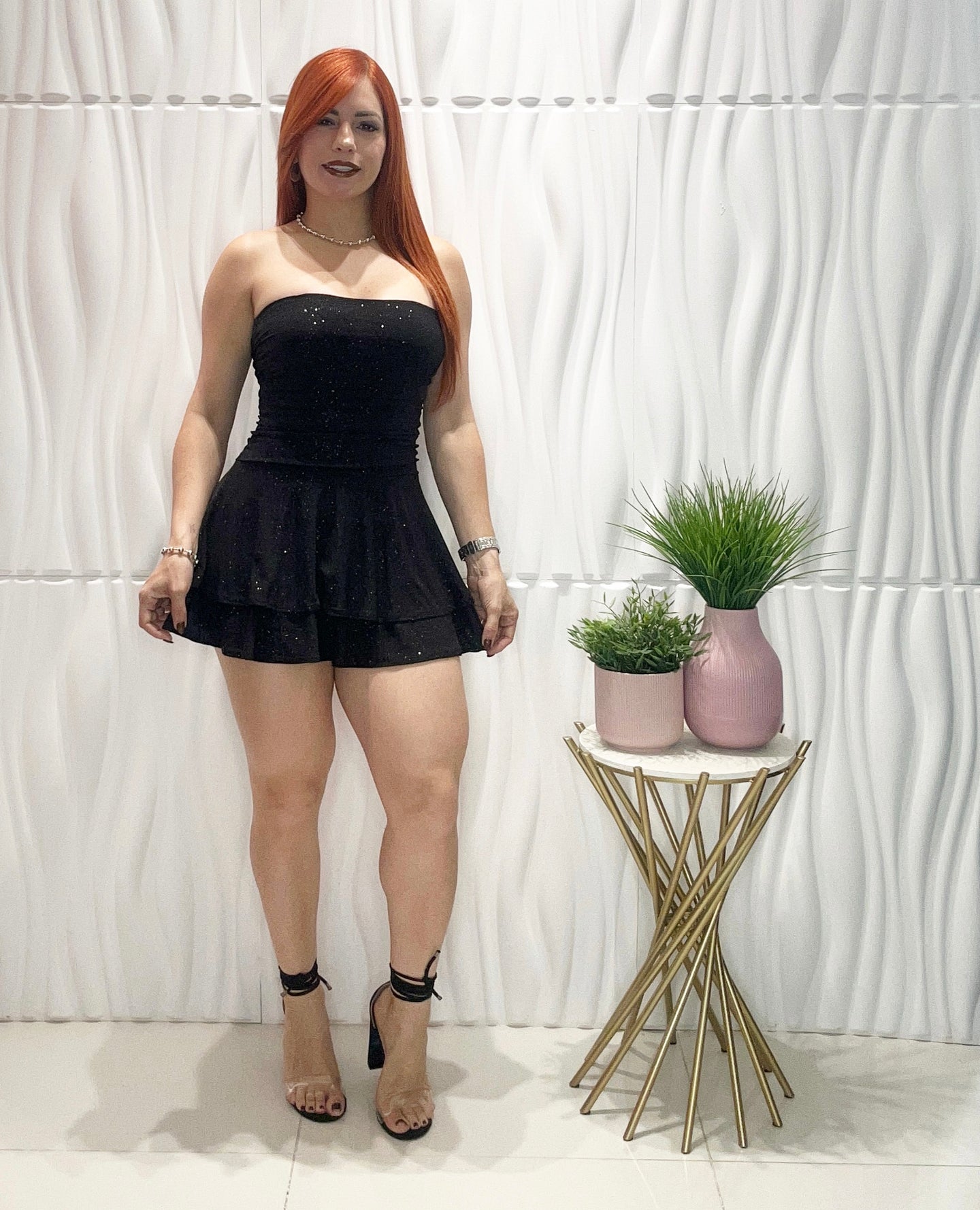 Glitter Black Romper Dress