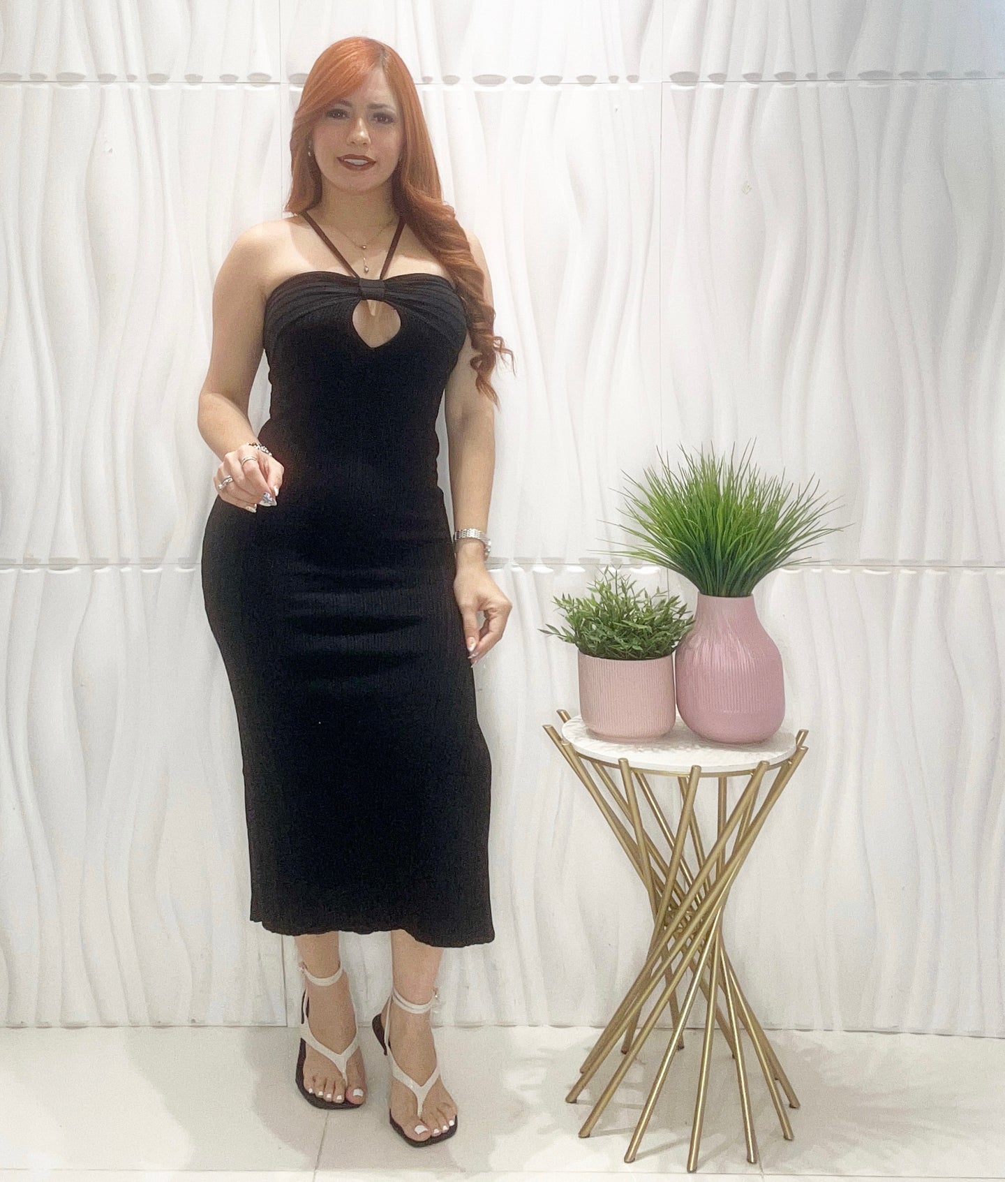 Midi Black Halter Dress