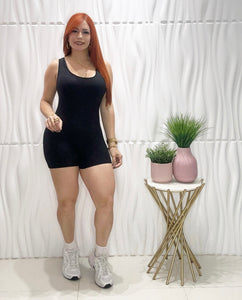 Casual Black Romper