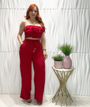 Cargar imagen en el visor de la galería, Red Fuffle Top &amp; Palazzo Set
