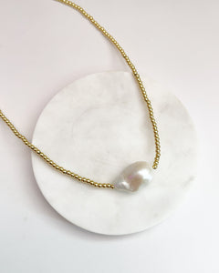 Gold Chain Pearl Necklace