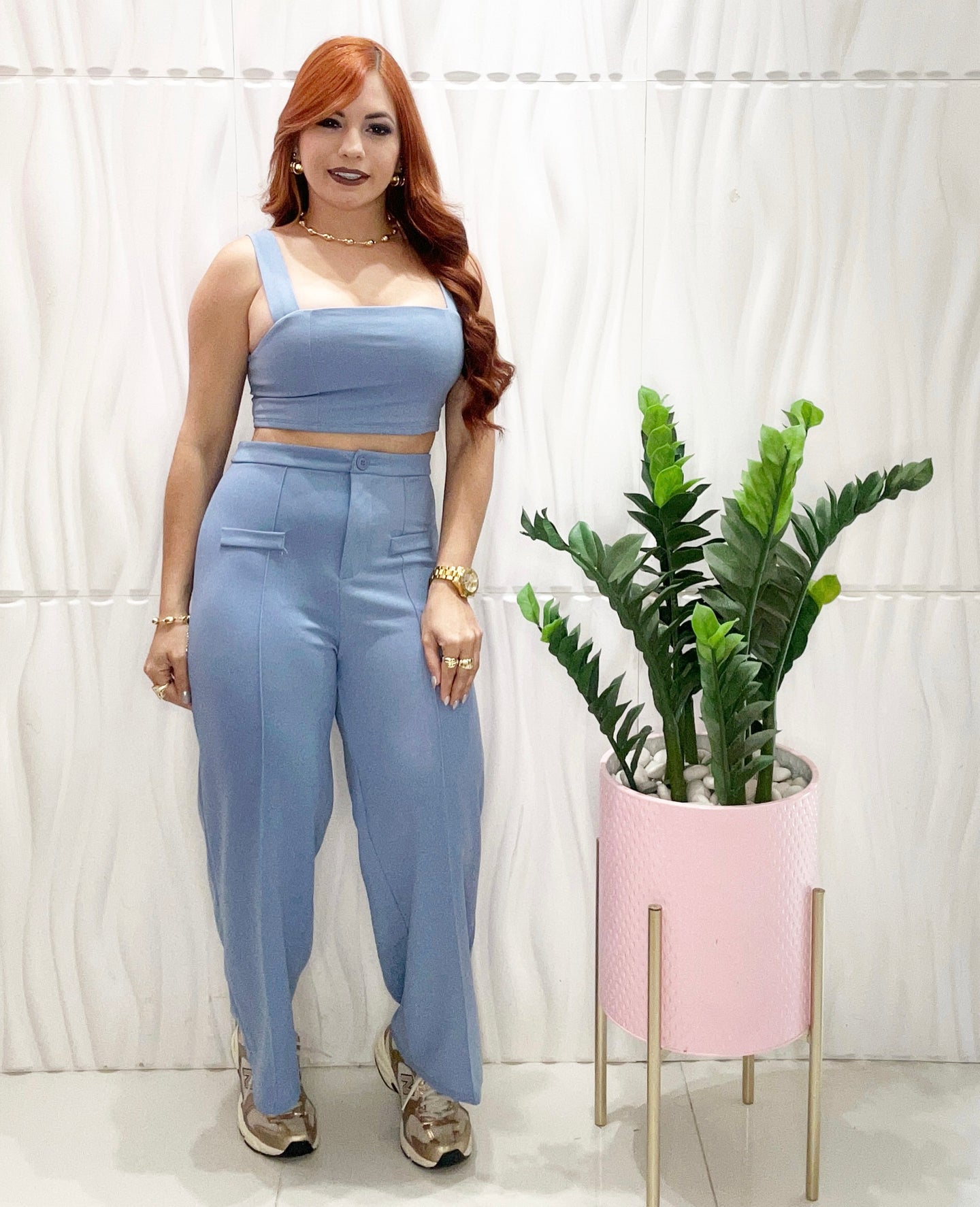 Dusty Blue Top & Trouser Pants