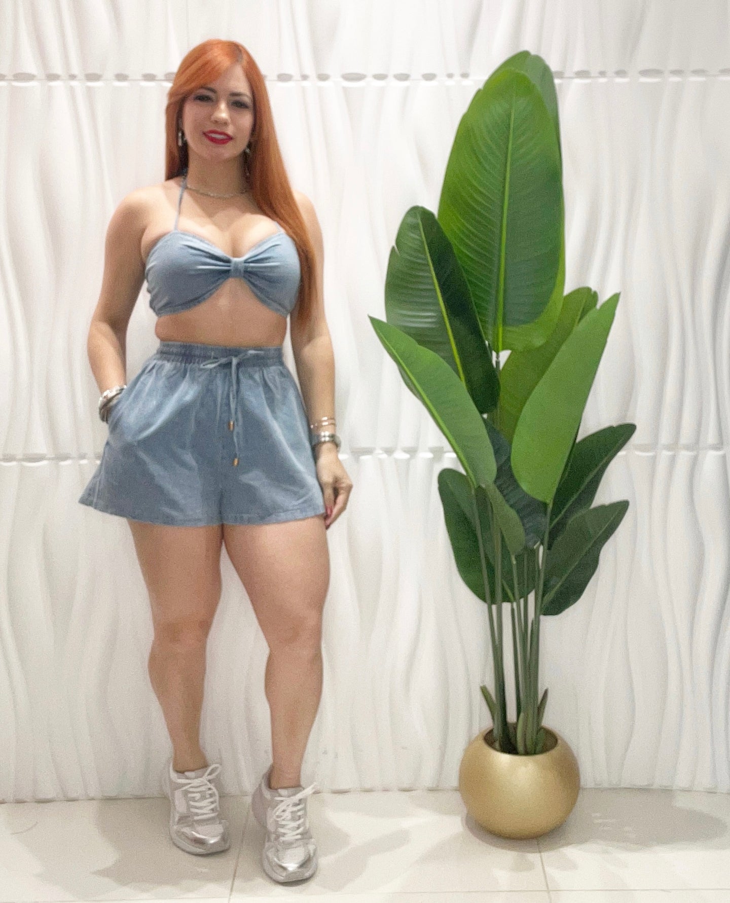 Denim Crop Top & Short Set