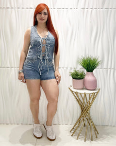 Denim Kokette Top & Short Set