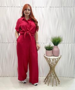 Red Button Top & Pant Set