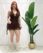 Cargar imagen en el visor de la galería, Lace Halter Brown Romper
