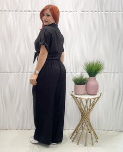 Black Button Top & Pant Set