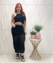 Cargar imagen en el visor de la galería, Crochet Black Top &amp; Skirt Set
