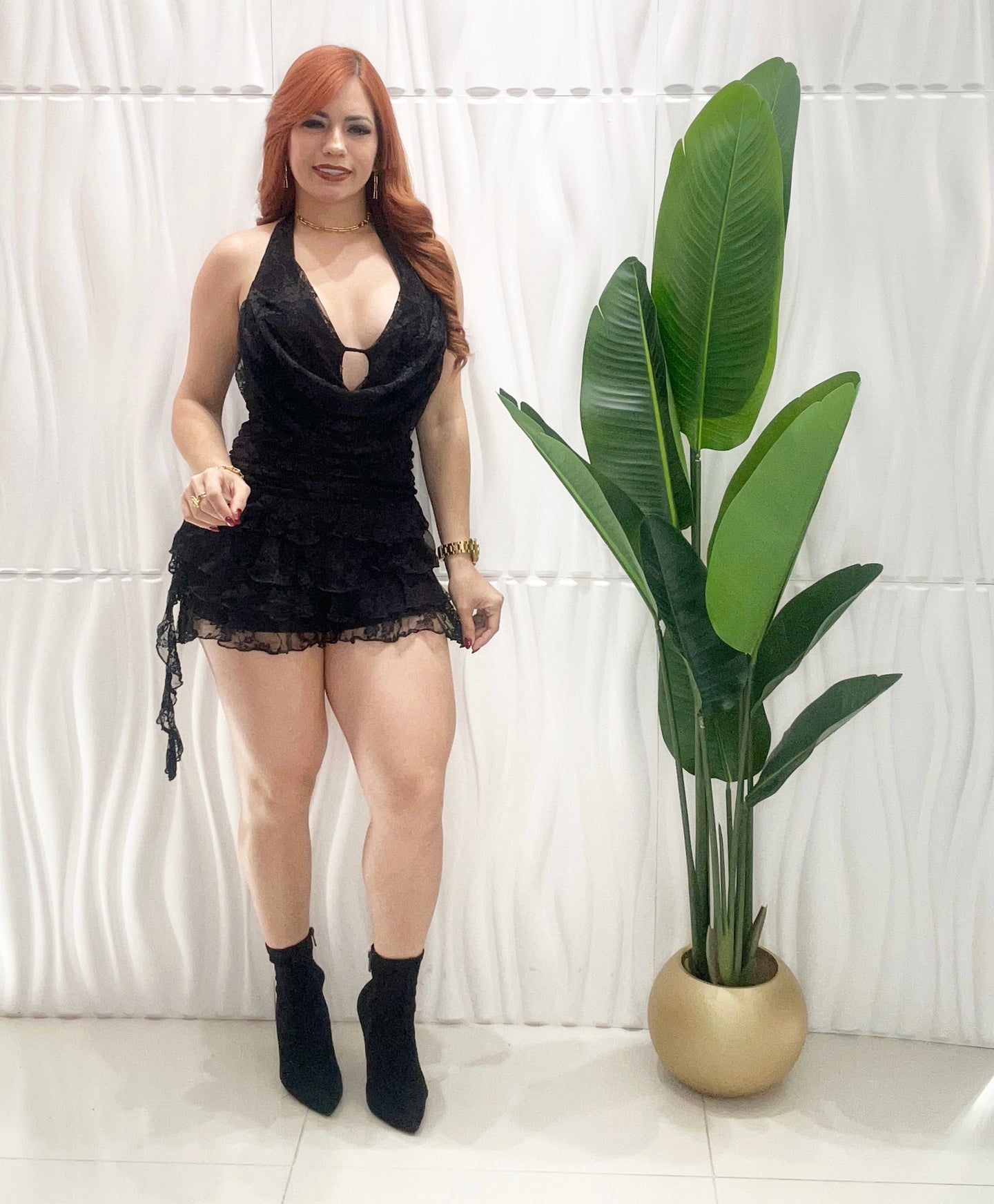 Lace Halter Black Romper