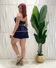 Cargar imagen en el visor de la galería, Navy Peplum Top &amp; Short Set
