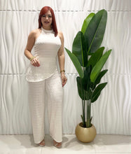 Cargar imagen en el visor de la galería, Halter Ivory Asymmetric Top &amp; Palazzo Set
