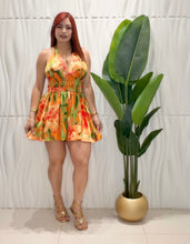 Cargar imagen en el visor de la galería, Halter Tropical Orange Romper
