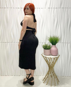 Midi Cut Out Black Dress