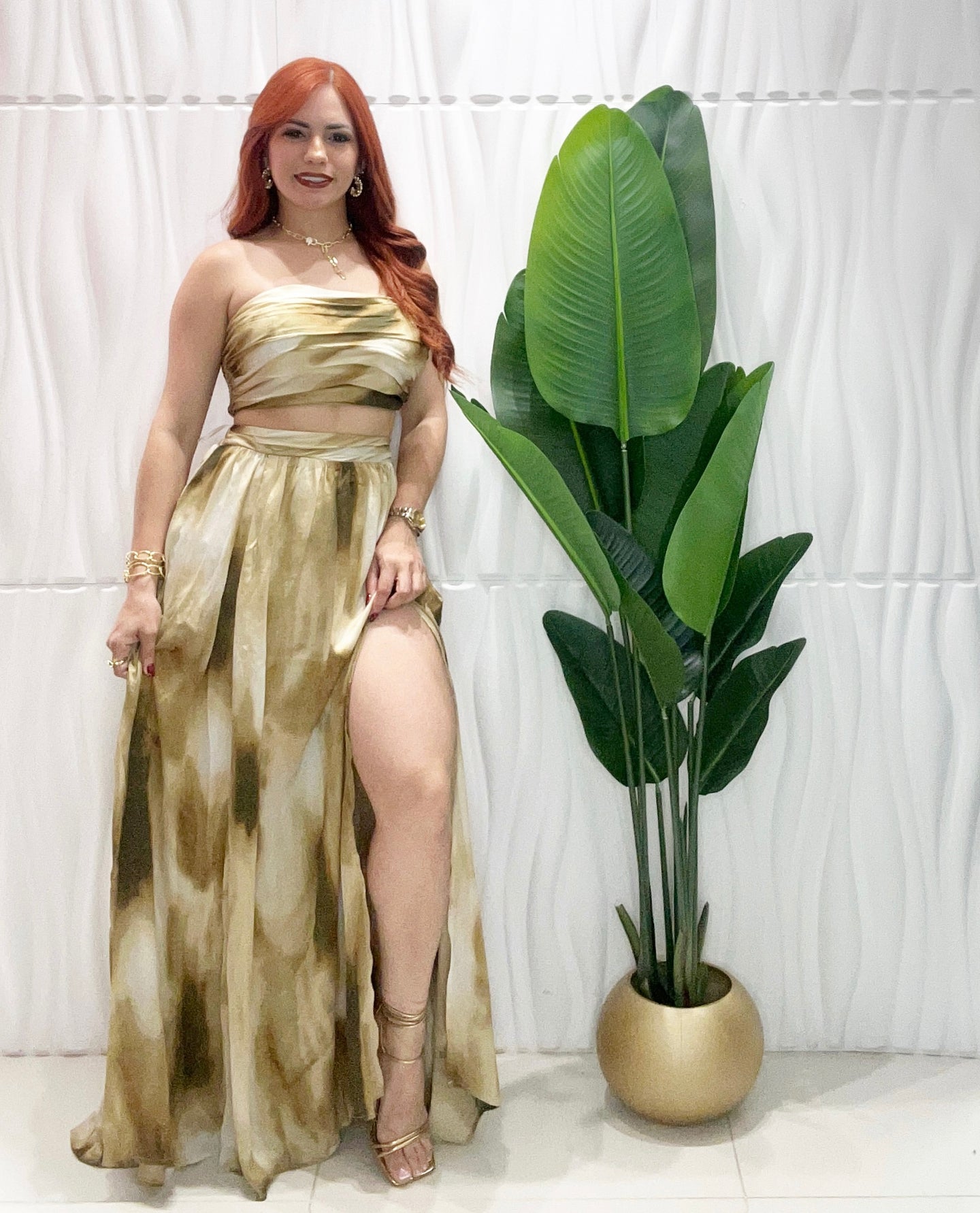 Gold Top & Skirt Set