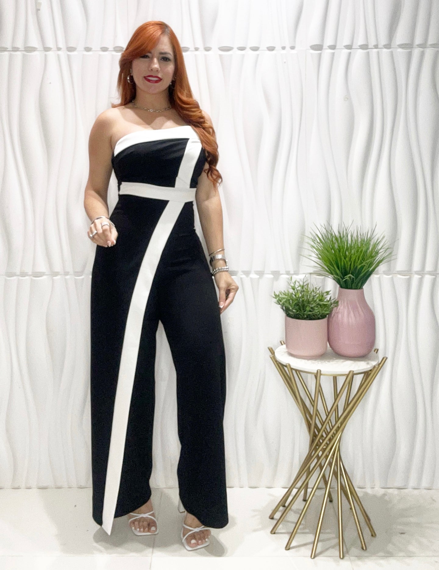 Elegant Black & White Jumpsuit